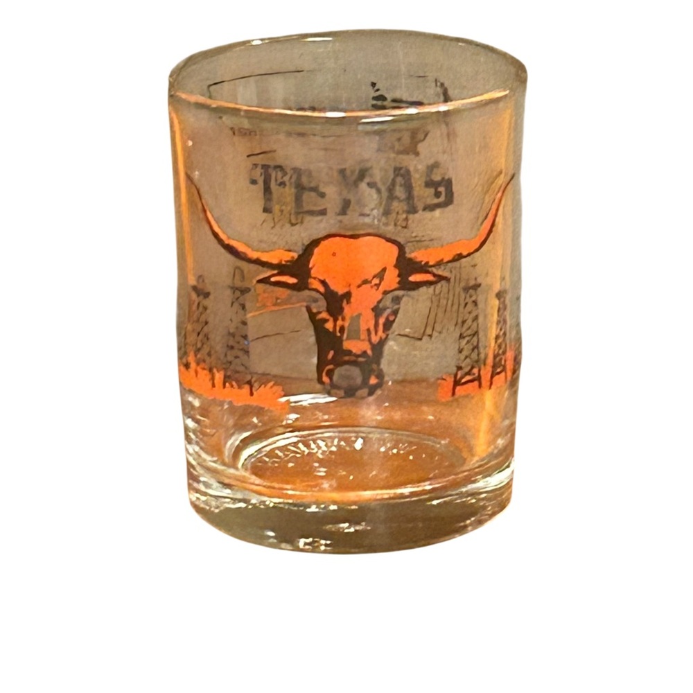 Vintage Texas Longhorn Pride Collector Shot Glass - Orange